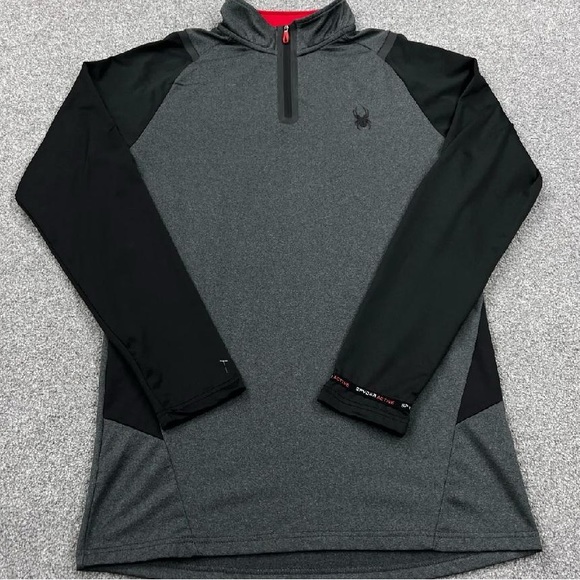 Spyder 1/4 Zip LS Tech Color Blocked Stretch Quick Dry Active Top - Picture 2 of 9